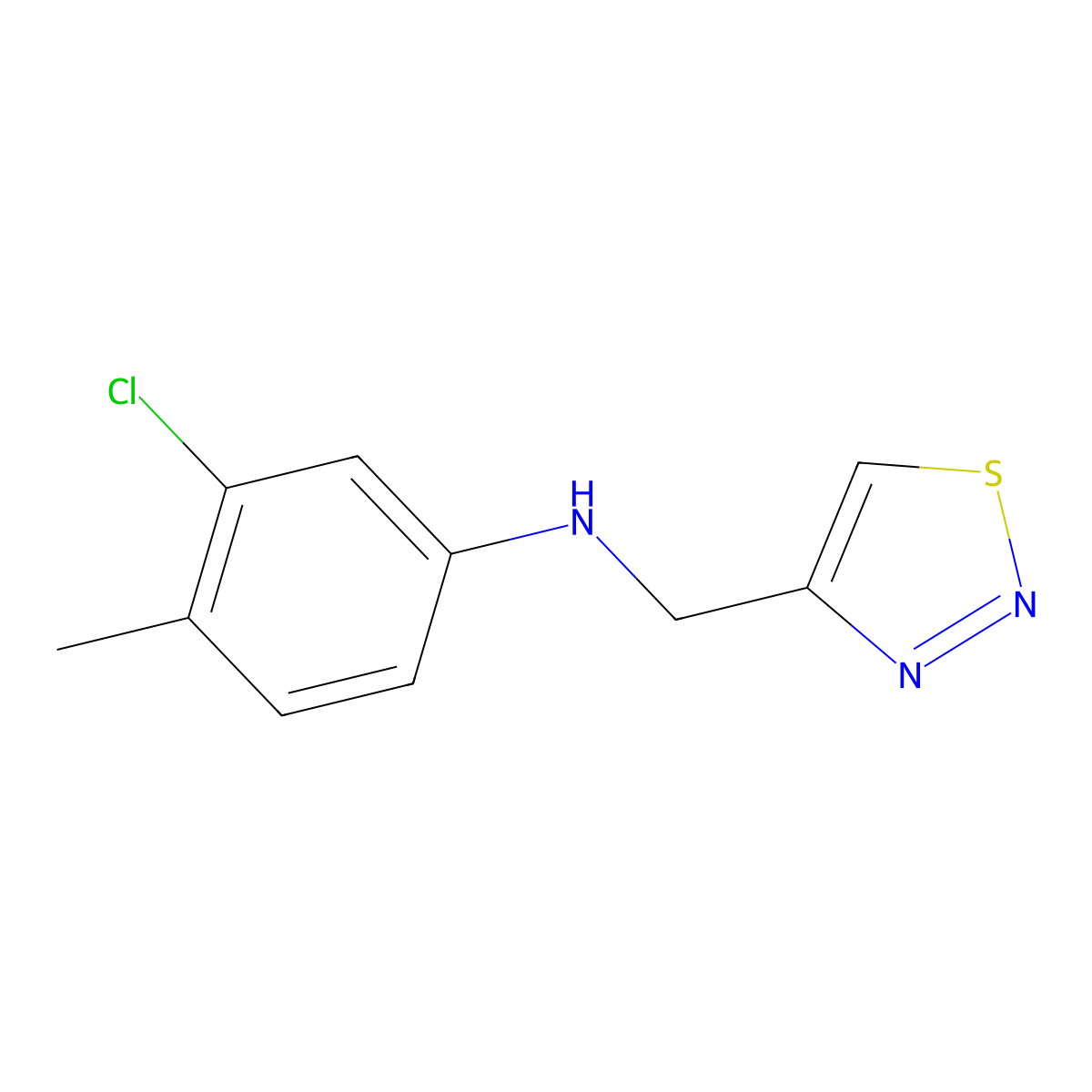 3-chloro-4-methyl-N-[(1,2,3-thiadiazol-4-yl)methyl]aniline molecular structure, CAS 1156895-11-2