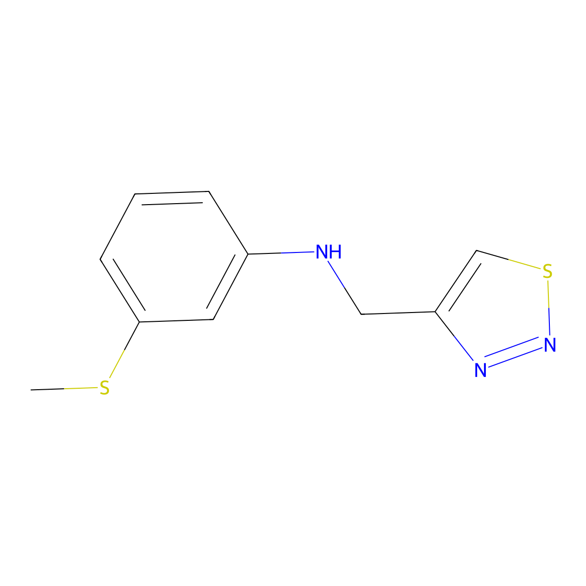 3-(methylsulfanyl)-N-[(1,2,3-thiadiazol-4-yl)methyl]aniline molecular structure, CAS 1156895-18-9