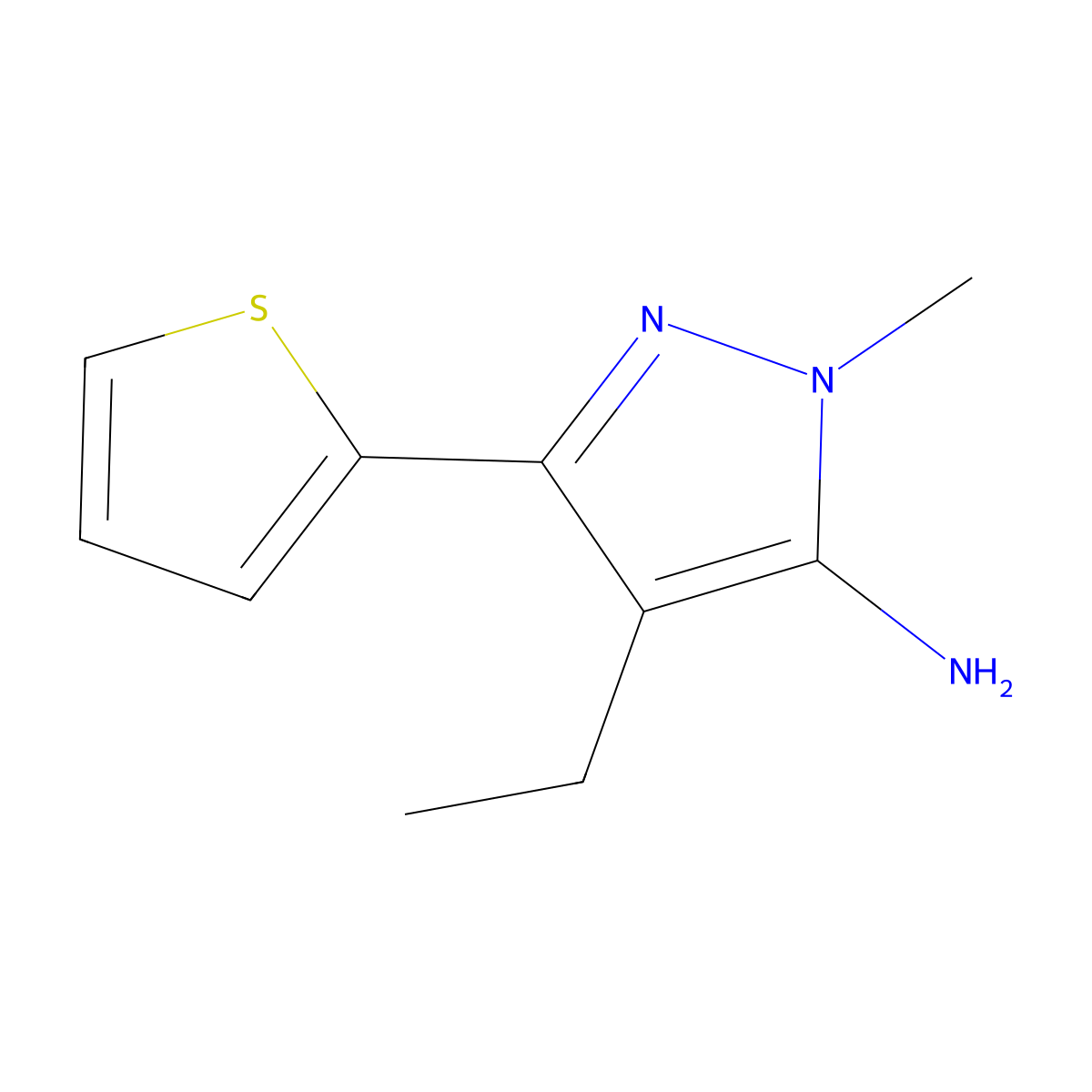 4-Ethyl-1-methyl-3-(thiophen-2-YL)-1H-pyrazol-5-amine molecular structure, CAS 1156895-23-6