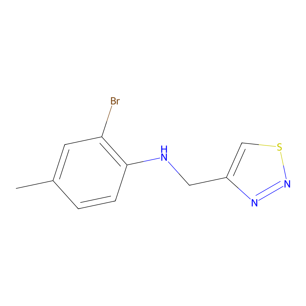 2-bromo-4-methyl-N-[(1,2,3-thiadiazol-4-yl)methyl]aniline molecular structure, CAS 1156895-65-6