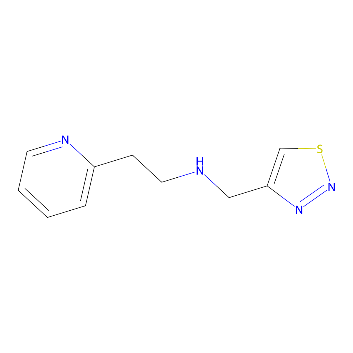 [2-(Pyridin-2-yl)ethyl][(1,2,3-thiadiazol-4-yl)methyl]amine molecular structure, CAS 1156895-91-8