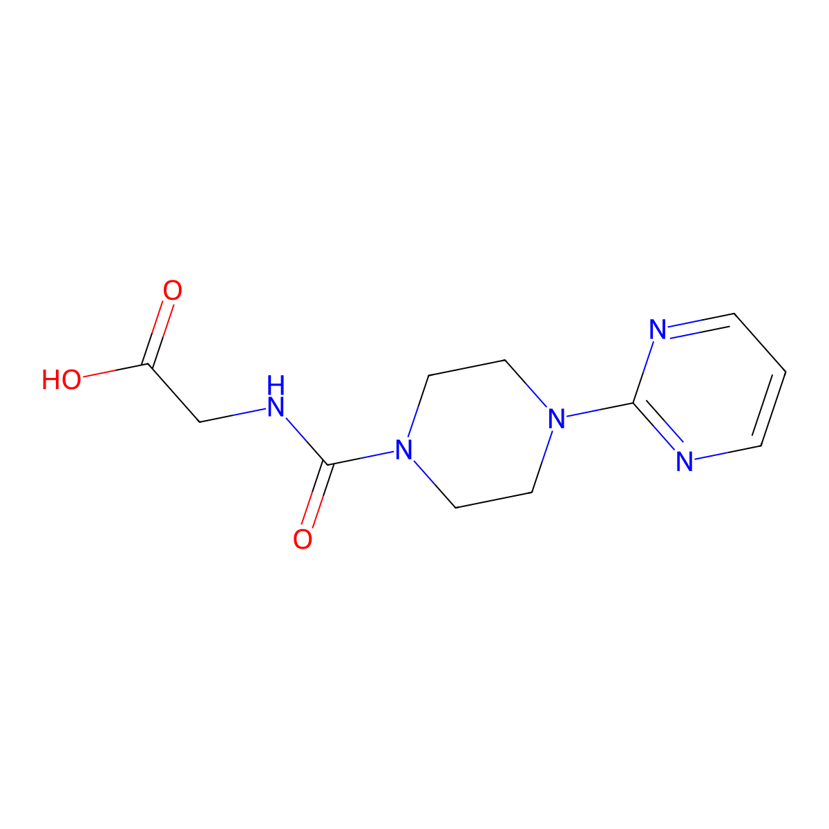 2-(4-(Pyrimidin-2-yl)piperazine-1-carboxamido)acetic acid molecular structure, CAS 1156896-57-9