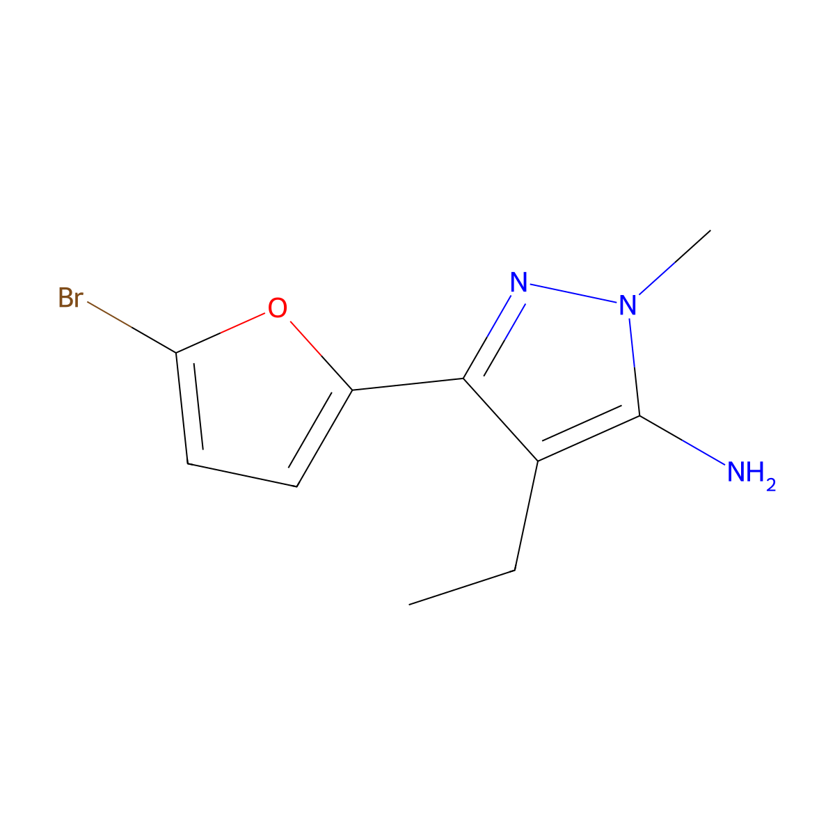 3-(5-Bromofuran-2-yl)-4-ethyl-1-methyl-1h-pyrazol-5-amine molecular structure, CAS 1156896-62-6