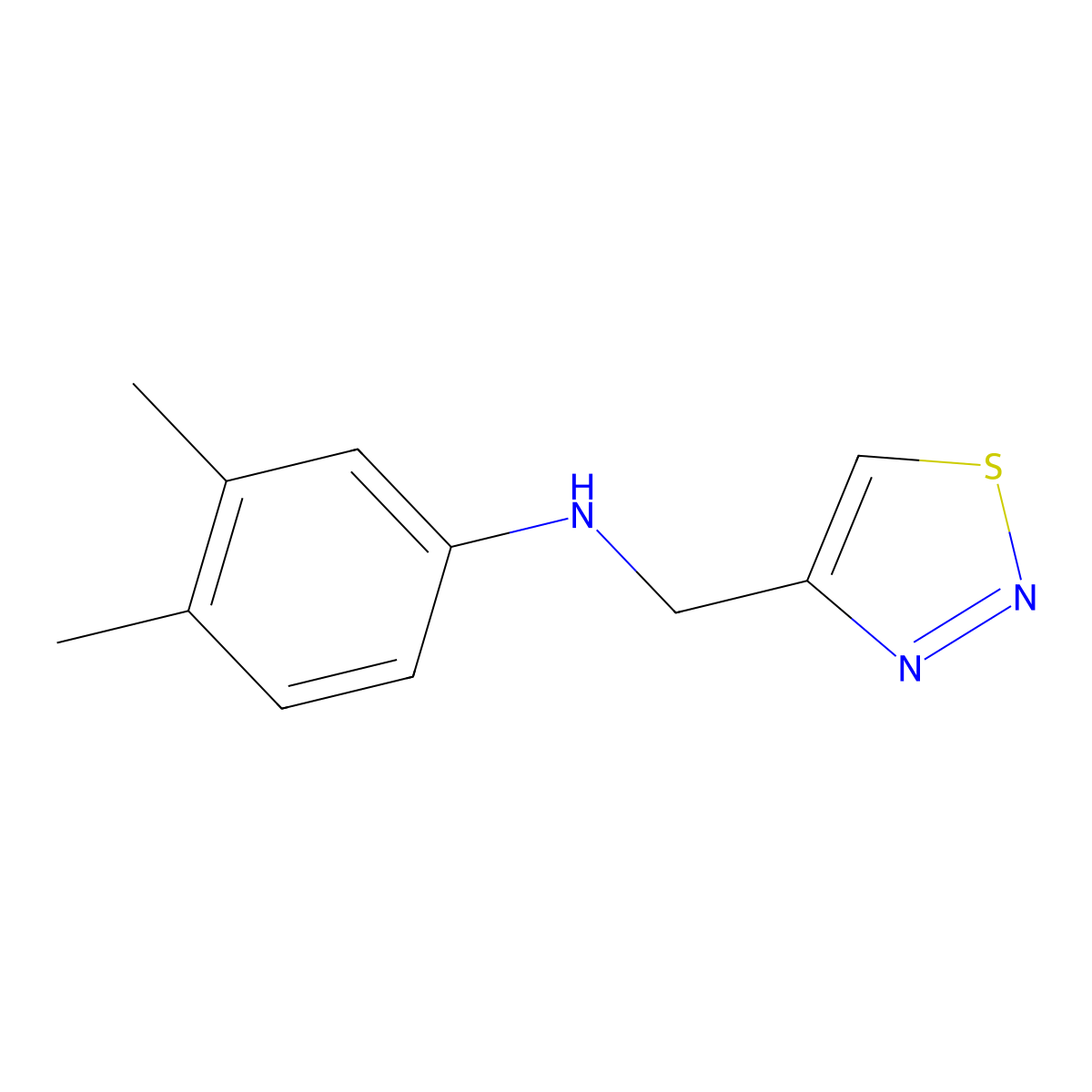 3,4-dimethyl-N-[(1,2,3-thiadiazol-4-yl)methyl]aniline molecular structure, CAS 1156896-76-2