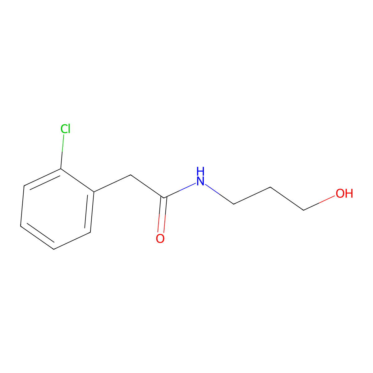 2-(2-chlorophenyl)-N-(3-hydroxypropyl)acetamide molecular structure, CAS 1156897-71-0