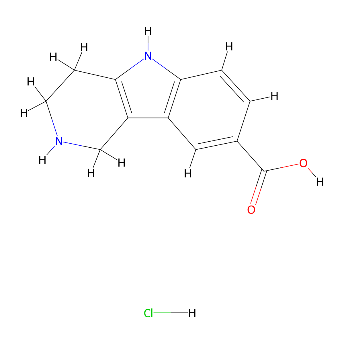 1H,2H,3H,4H,5H-pyrido[4,3-b]indole-8-carboxylic acid hydrochloride molecular structure, CAS 1156899-12-5