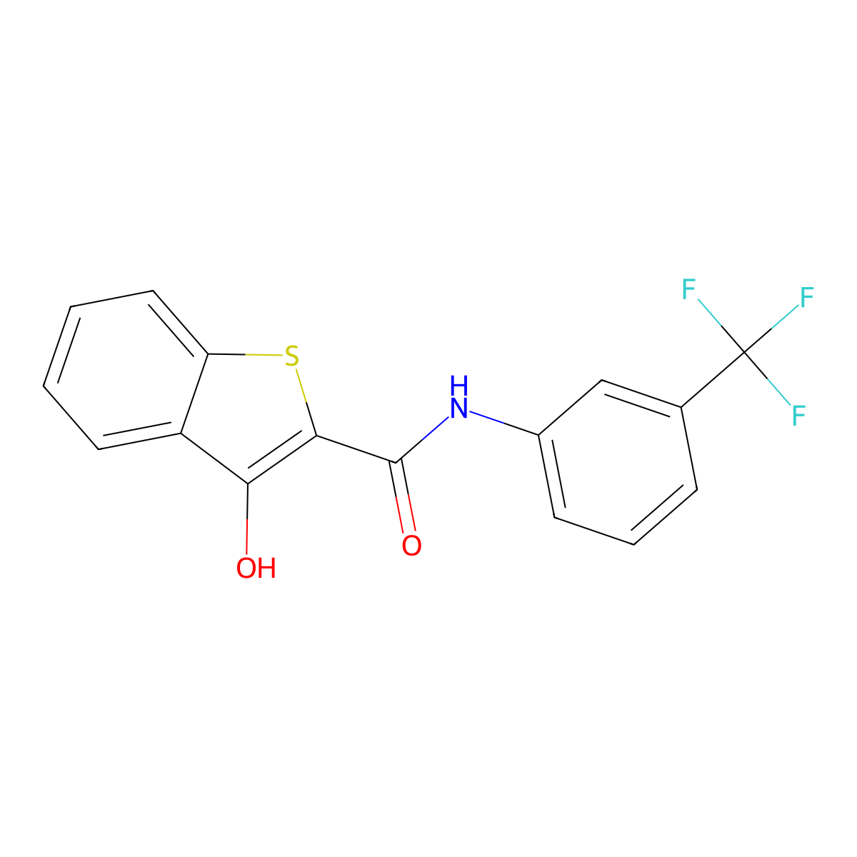 3-hydroxy-N-(3-(trifluoromethyl)phenyl)-1-benzothiophene-2-carboxamide molecular structure, CAS 115690-70-5