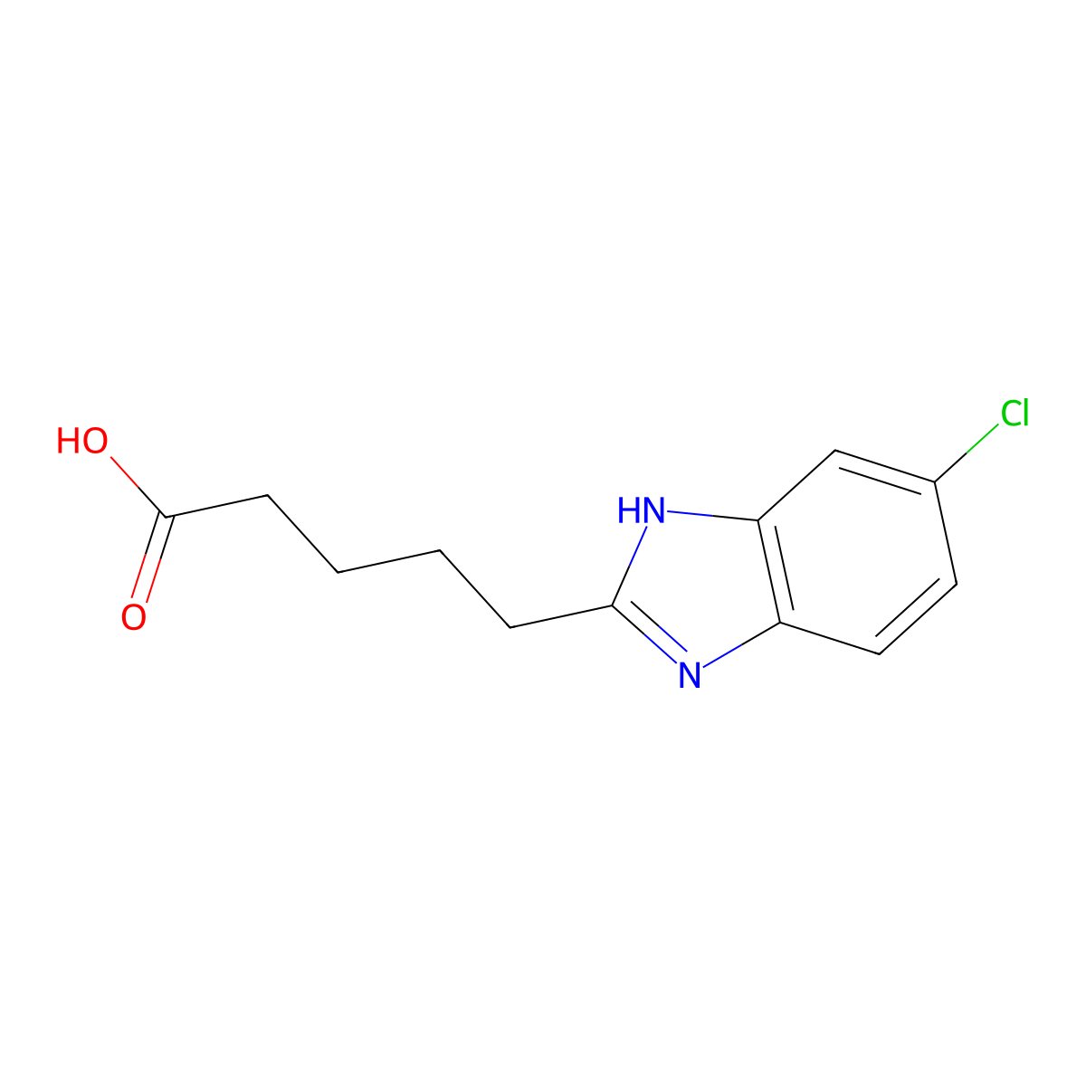 5-(5-chloro-1H-benzimidazol-2-yl)pentanoic acid molecular structure, CAS 1156900-43-4