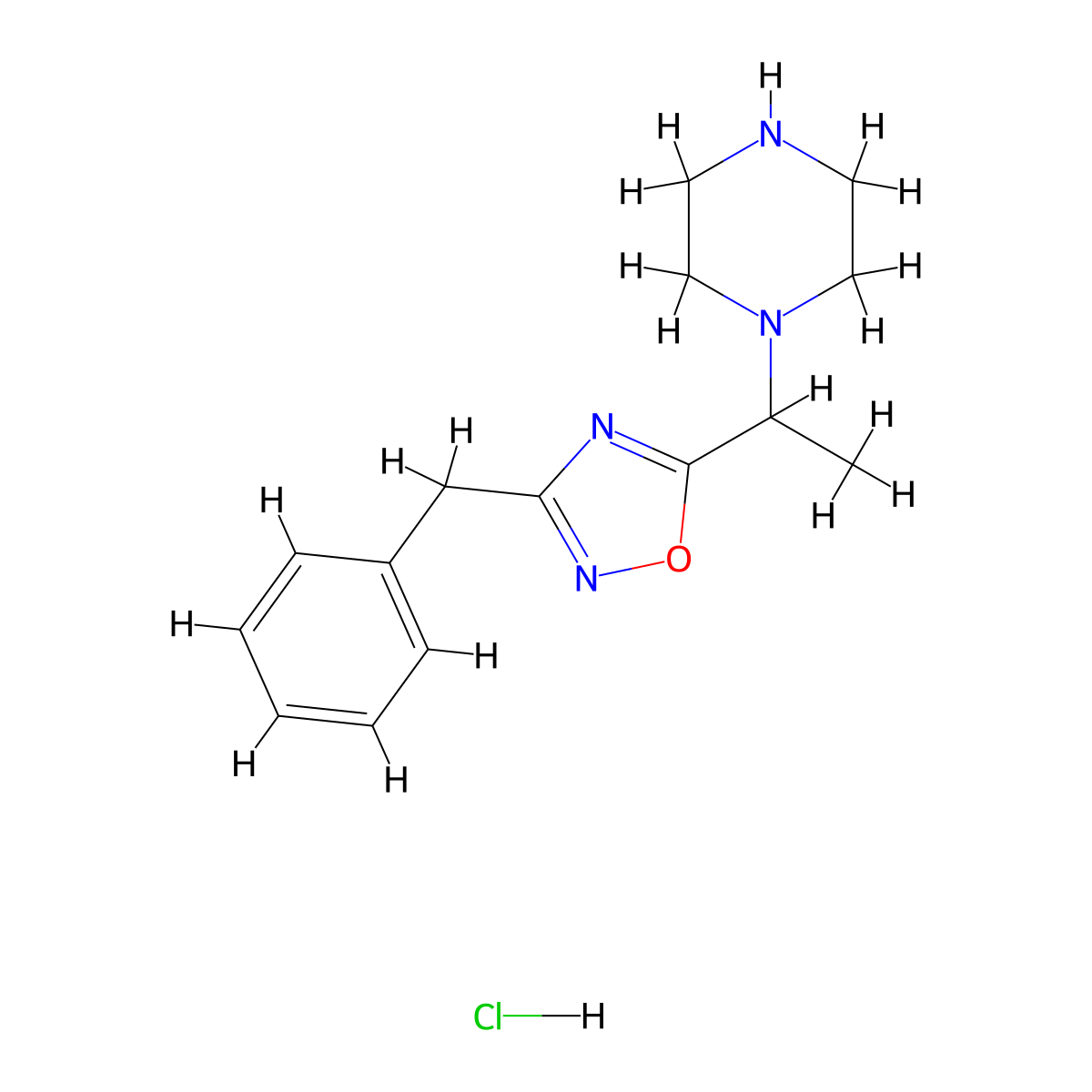 1-[1-(3-Benzyl-1,2,4-oxadiazol-5-yl)ethyl]piperazine hydrochloride molecular structure, CAS 1156900-49-0