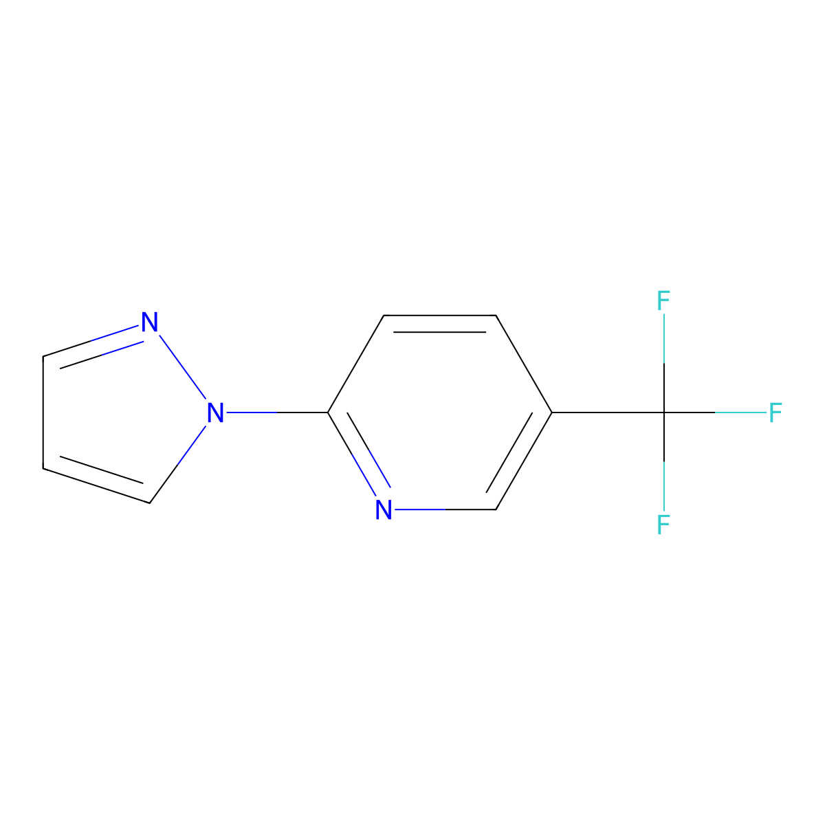 2-(1H-pyrazol-1-yl)-5-(trifluoromethyl)pyridine molecular structure, CAS 1156914-62-3