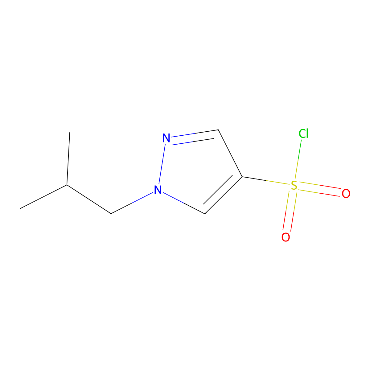 1-(2-methylpropyl)-1H-pyrazole-4-sulfonyl chloride molecular structure, CAS 1156915-65-9