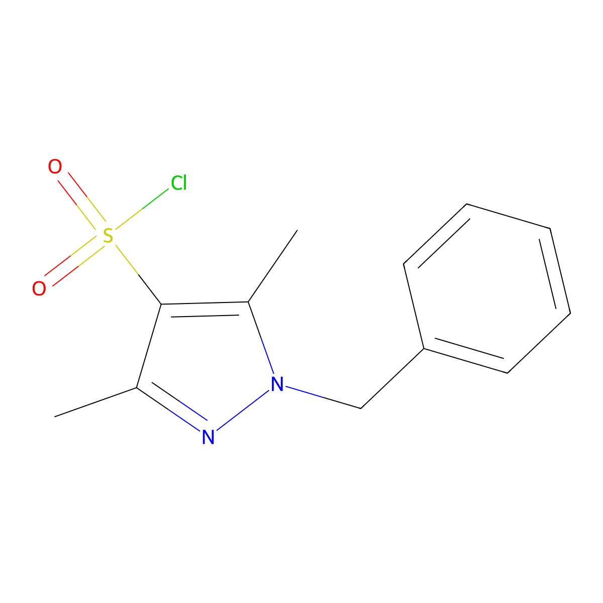 1-benzyl-3,5-dimethyl-1H-pyrazole-4-sulfonyl chloride molecular structure, CAS 1156916-20-9