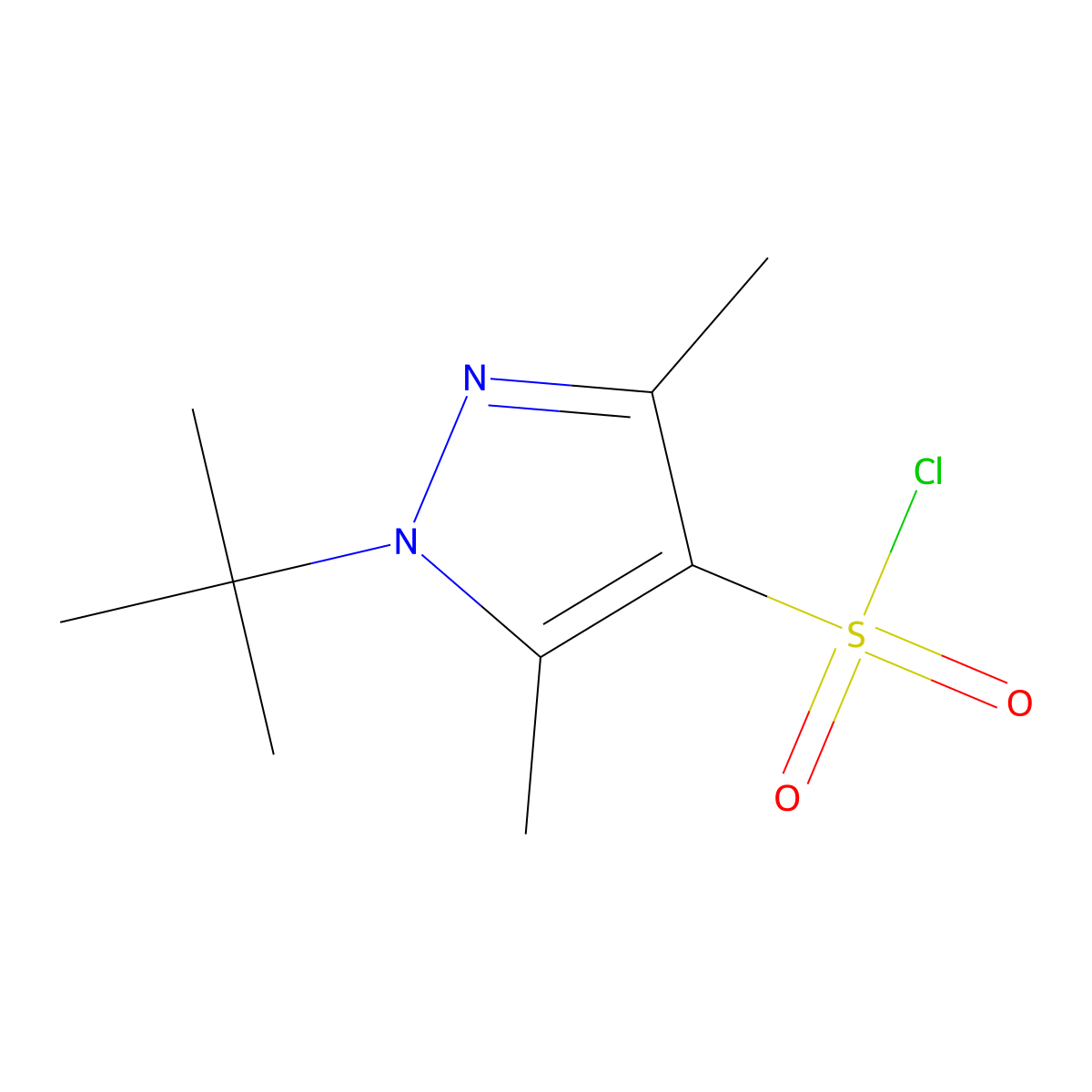1-tert-butyl-3,5-dimethyl-1H-pyrazole-4-sulfonyl chloride molecular structure, CAS 1156916-83-4