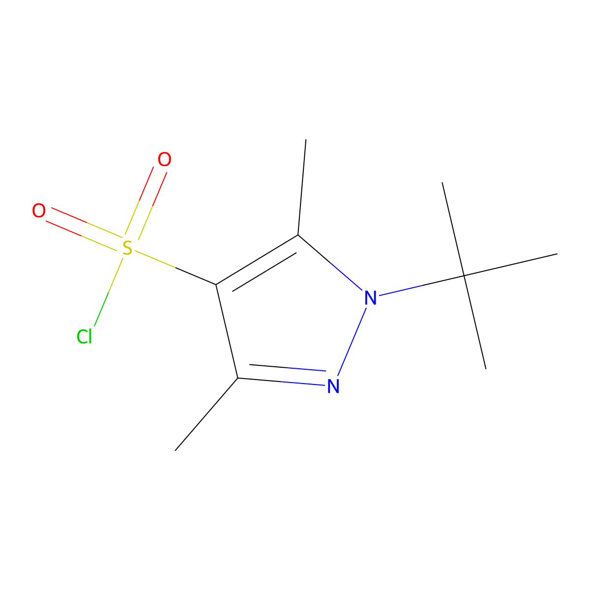 1-tert-butyl-3,5-dimethyl-1H-pyrazole-4-sulfonyl chloride molecular structure, CAS 1156916-83-4