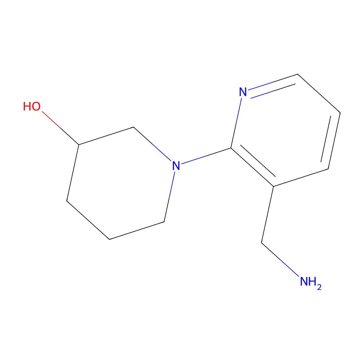 1-[3-(Aminomethyl)pyridin-2-yl]piperidin-3-ol molecular structure, CAS 1156919-54-8