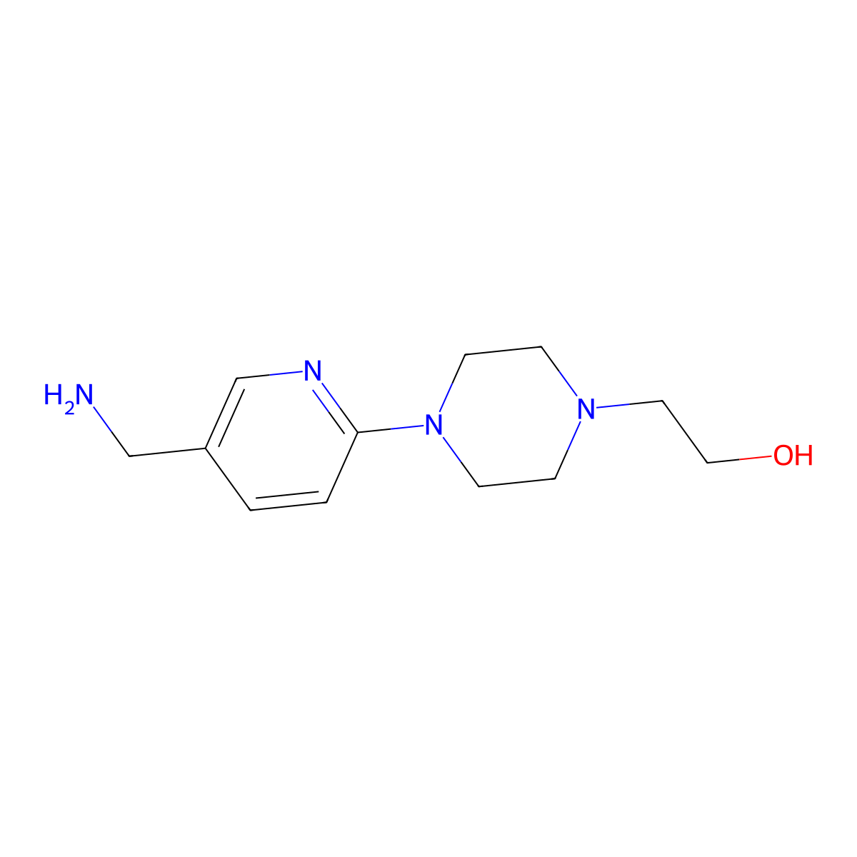 2-{4-[5-(Aminomethyl)-2-pyridinyl]-1-piperazinyl}-1-ethanol molecular structure, CAS 1156923-43-1