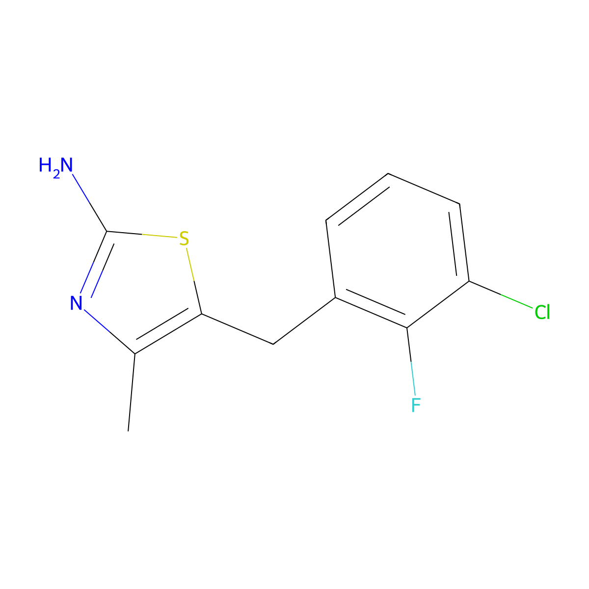 5-[(3-Chloro-2-fluorophenyl)methyl]-4-methyl-1,3-thiazol-2-amine molecular structure, CAS 1156927-56-8