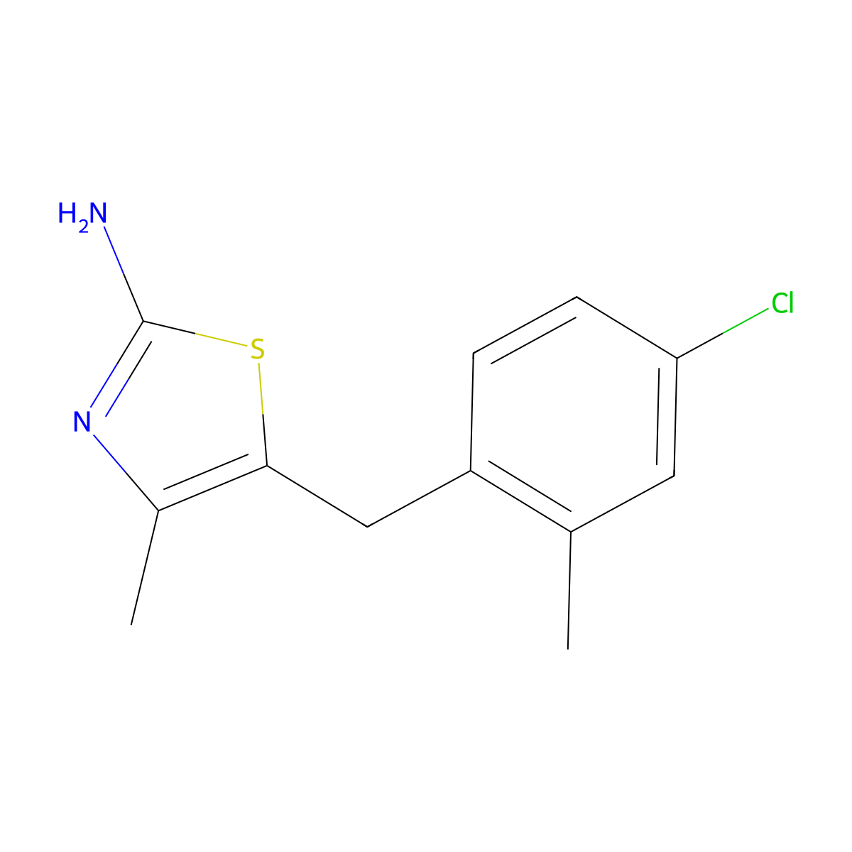 5-(4-Chloro-2-methylbenzyl)-4-methylthiazol-2-amine molecular structure, CAS 1156927-63-7