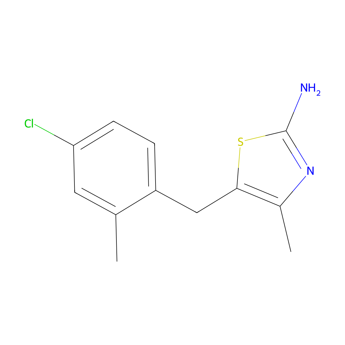 5-(4-Chloro-2-methylbenzyl)-4-methylthiazol-2-amine molecular structure, CAS 1156927-63-7