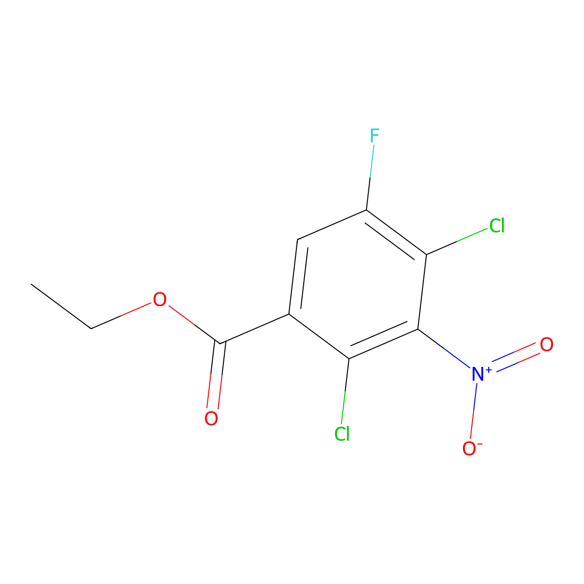 2,4-Dichloro-5-fluoro-3-nitro-benzoic acid ethyl ester molecular structure, CAS 1156940-66-7