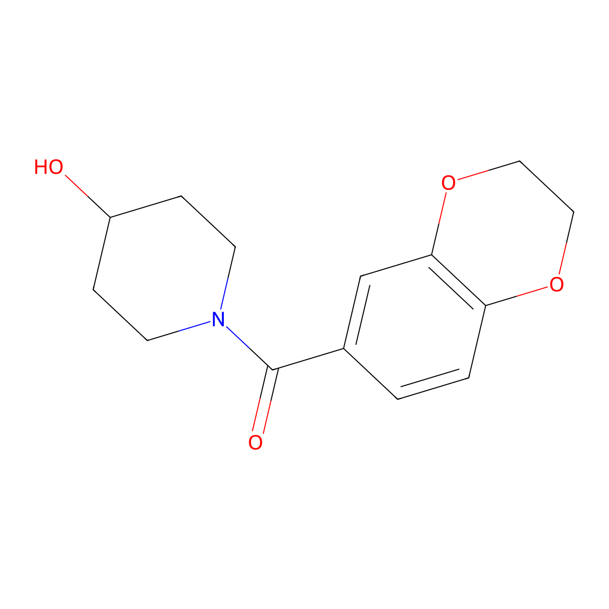 (2,3-Dihydrobenzo[b][1,4]dioxin-6-yl)(4-hydroxypiperidin-1-yl)methanone molecular structure, CAS 1156974-83-2