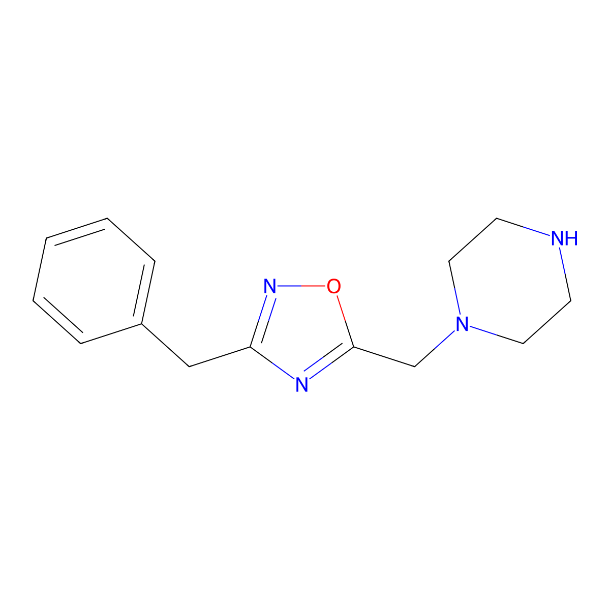1-[(3-Benzyl-1,2,4-oxadiazol-5-yl)methyl]piperazine molecular structure, CAS 1156977-13-7