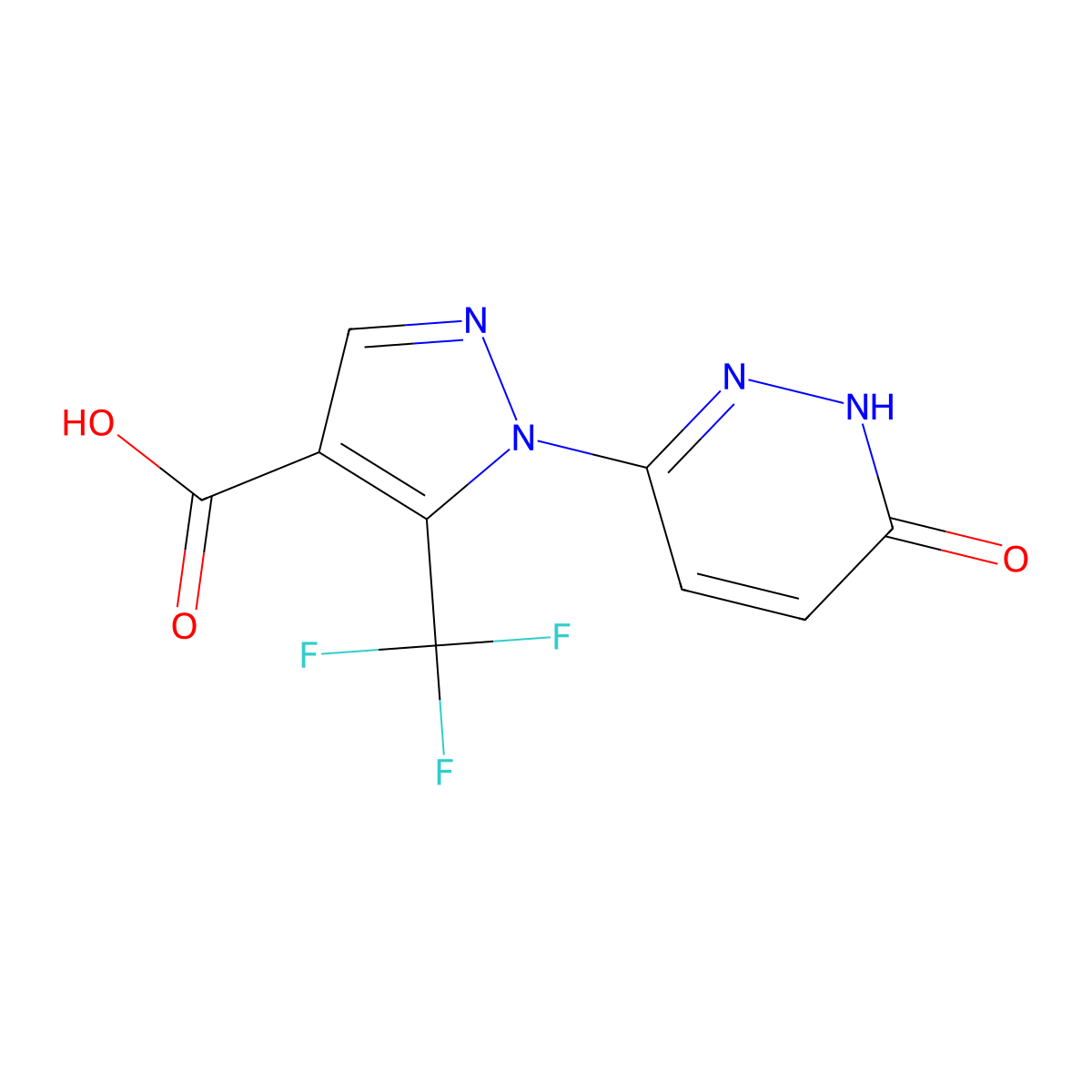 1-(6-oxo-1,6-dihydropyridazin-3-yl)-5-(trifluoromethyl)-1H-pyrazole-4-carboxylic acid molecular structure, CAS 1156981-43-9