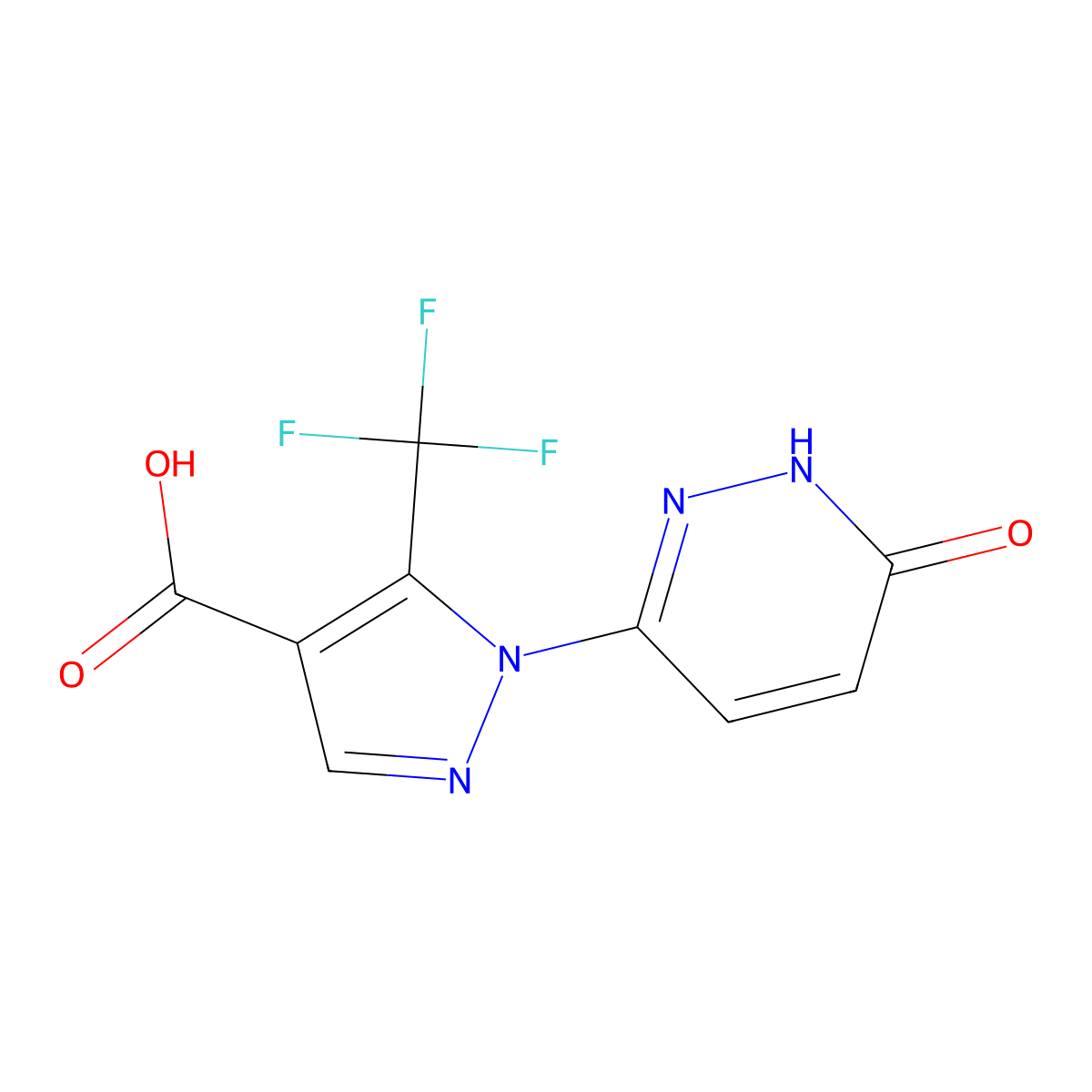 1-(6-oxo-1,6-dihydropyridazin-3-yl)-5-(trifluoromethyl)-1H-pyrazole-4-carboxylic acid molecular structure, CAS 1156981-43-9