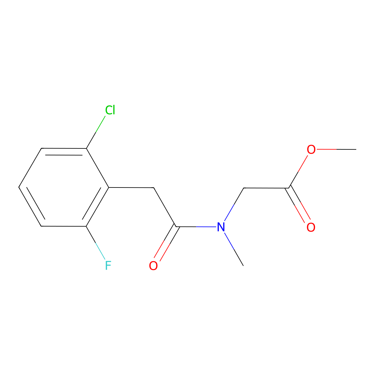 methyl 2-(2-(2-chloro-6-fluorophenyl)-N-methylacetamido)acetate molecular structure, CAS 1156981-49-5