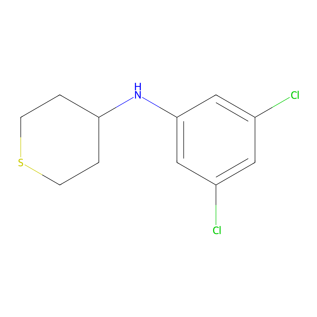 N-(3,5-dichlorophenyl)thian-4-amine molecular structure, CAS 1156986-15-0