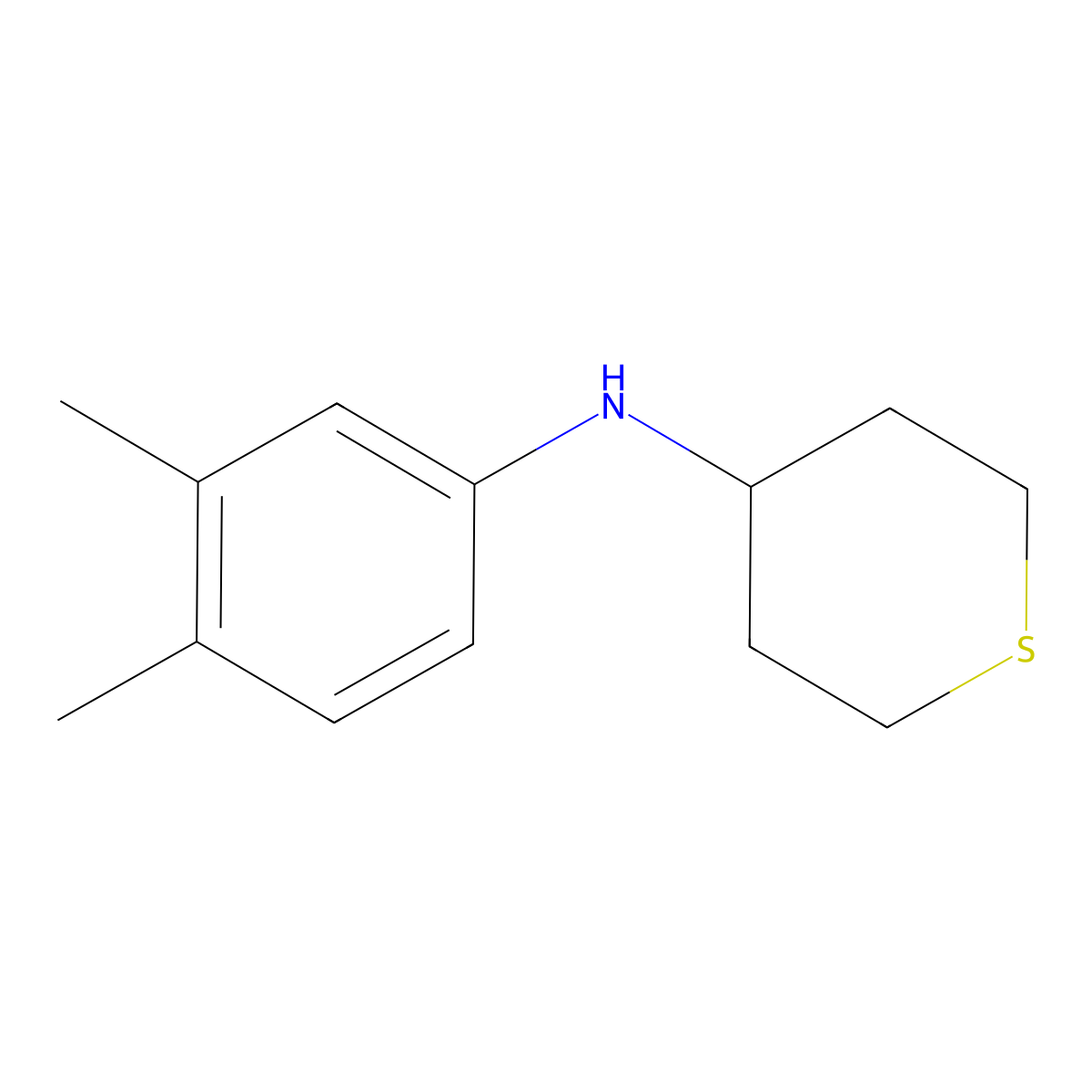 N-(3,4-dimethylphenyl)thian-4-amine molecular structure, CAS 1156986-87-6