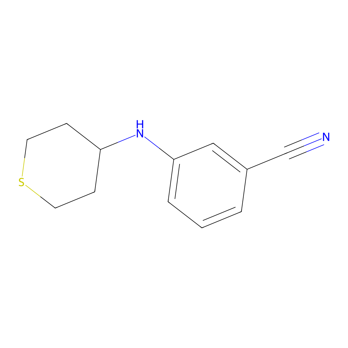 3-((Tetrahydro-2H-thiopyran-4-yl)amino)benzonitrile molecular structure, CAS 1156987-04-0