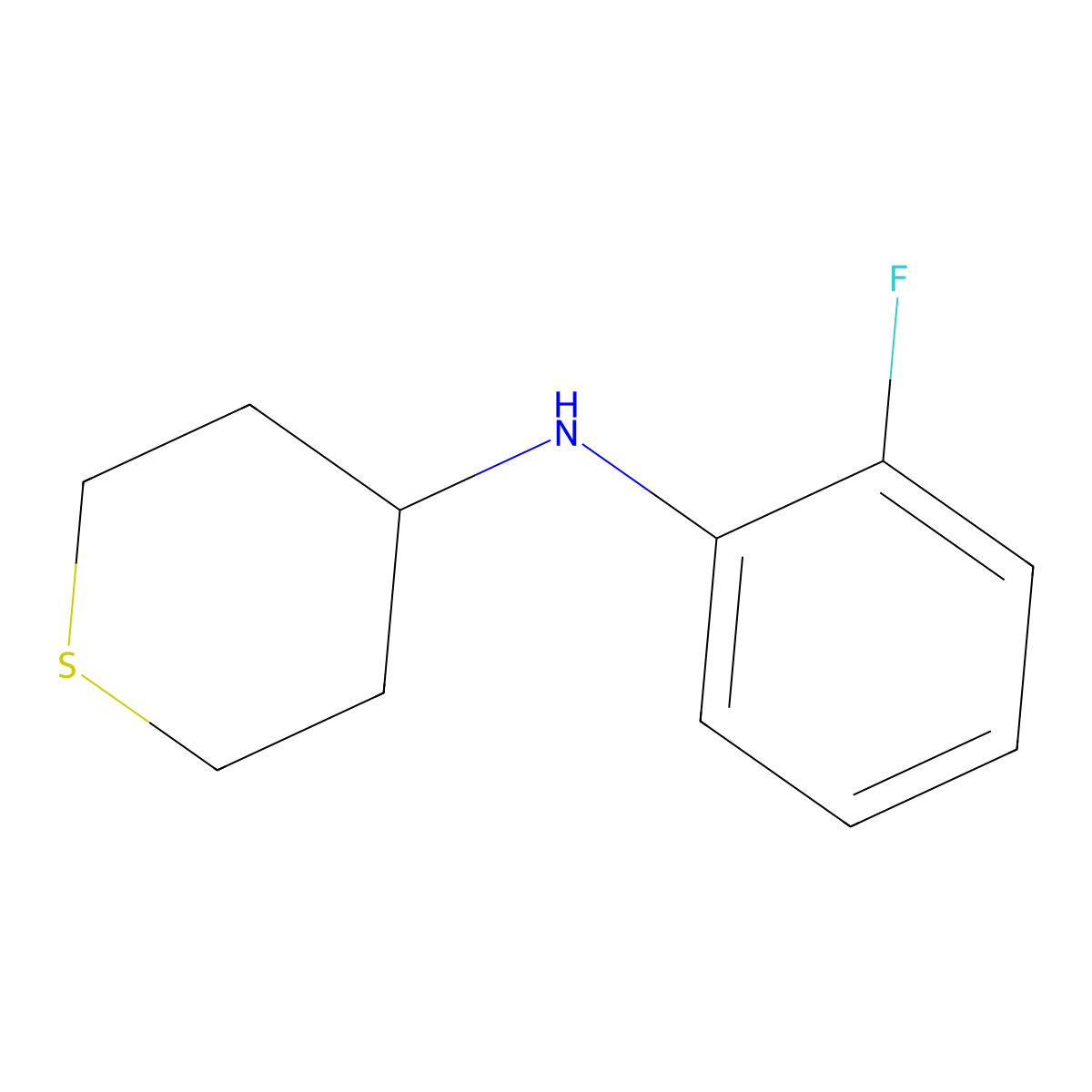 N-(2-fluorophenyl)thian-4-amine molecular structure, CAS 1156987-19-7