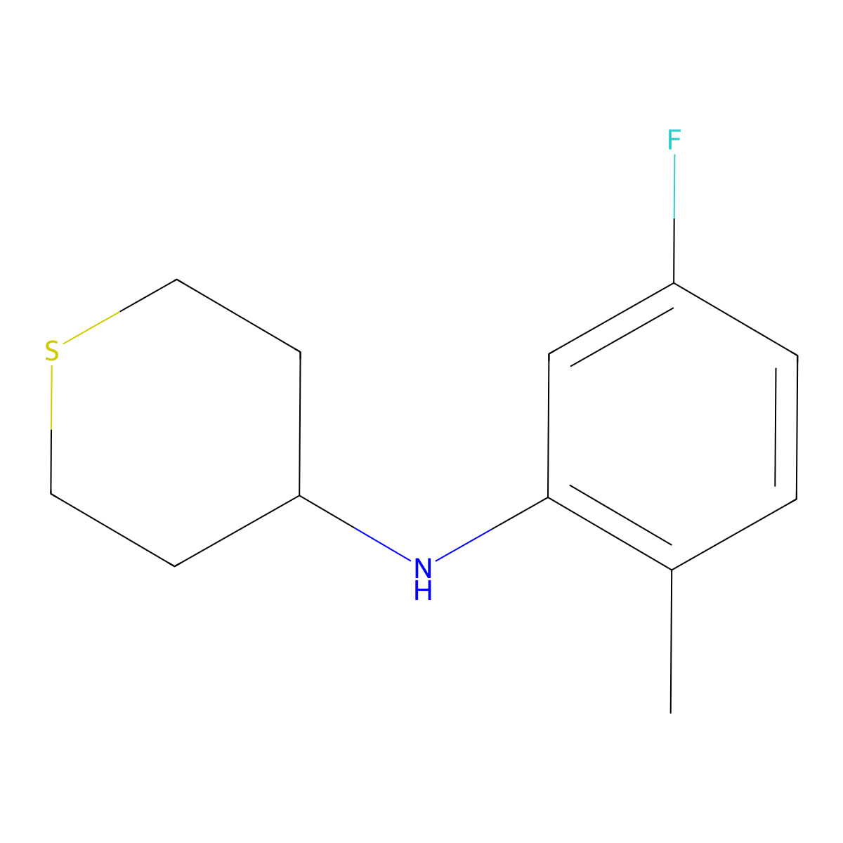 N-(5-fluoro-2-methylphenyl)thian-4-amine molecular structure, CAS 1156987-67-5