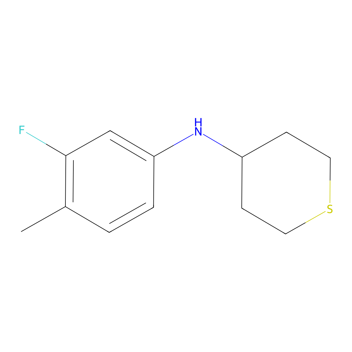 N-(3-fluoro-4-methylphenyl)thian-4-amine molecular structure, CAS 1156987-88-0