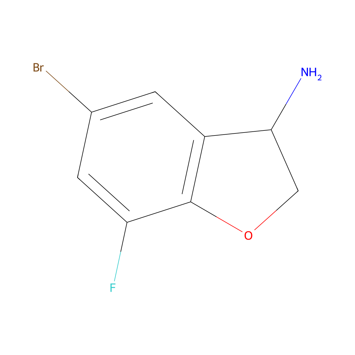 5-Bromo-7-fluoro-2,3-dihydrobenzofuran-3-amine molecular structure, CAS 1156991-76-2
