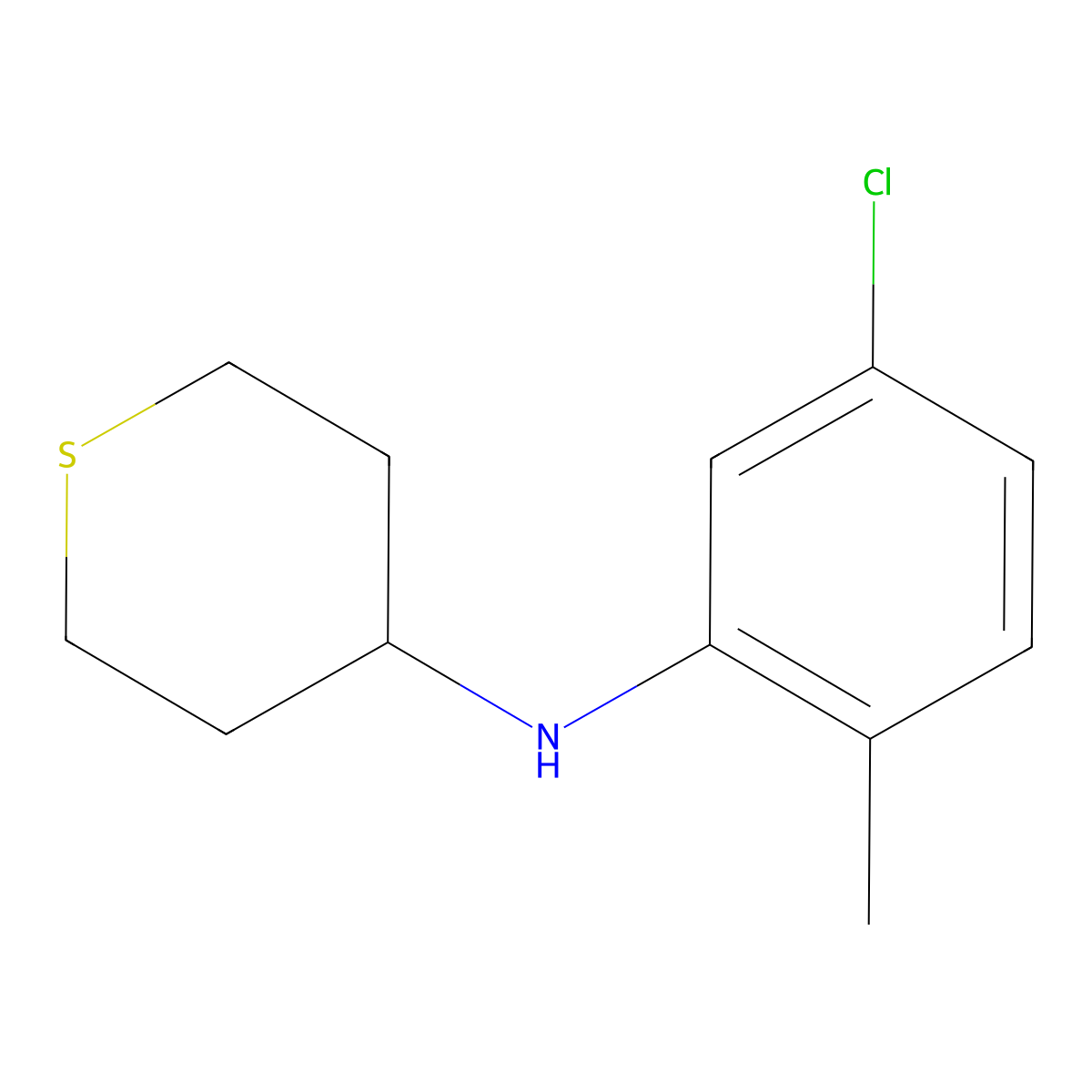 N-(5-chloro-2-methylphenyl)thian-4-amine molecular structure, CAS 1156993-17-7