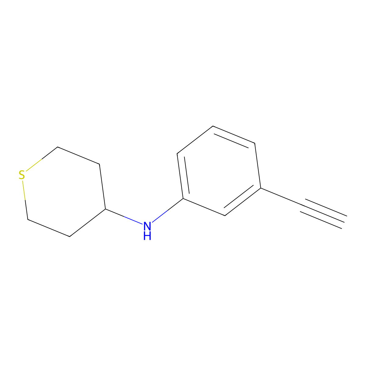 N-(3-ethynylphenyl)thian-4-amine molecular structure, CAS 1156993-23-5