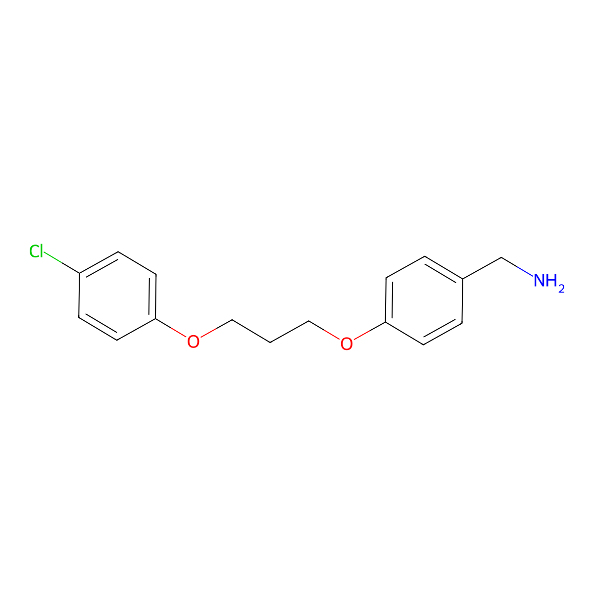 {4-[3-(4-Chlorophenoxy)propoxy]phenyl}methanamine molecular structure, CAS 1156994-13-6