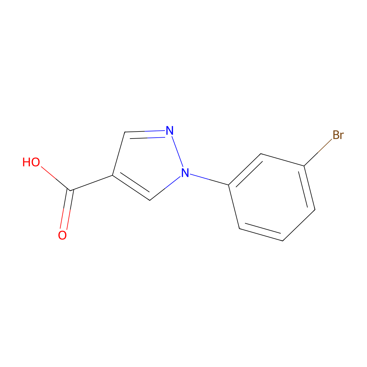 1-(3-bromophenyl)-1H-pyrazole-4-carboxylic acid molecular structure, CAS 1156994-32-9
