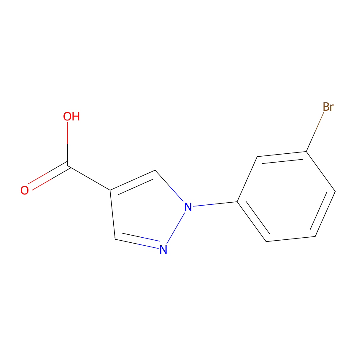 1-(3-bromophenyl)-1H-pyrazole-4-carboxylic acid molecular structure, CAS 1156994-32-9