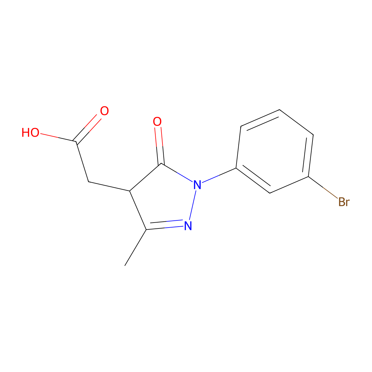 2-(1-(3-bromophenyl)-3-methyl-5-oxo-4,5-dihydro-1H-pyrazol-4-yl)acetic acid molecular structure, CAS 1156994-37-4