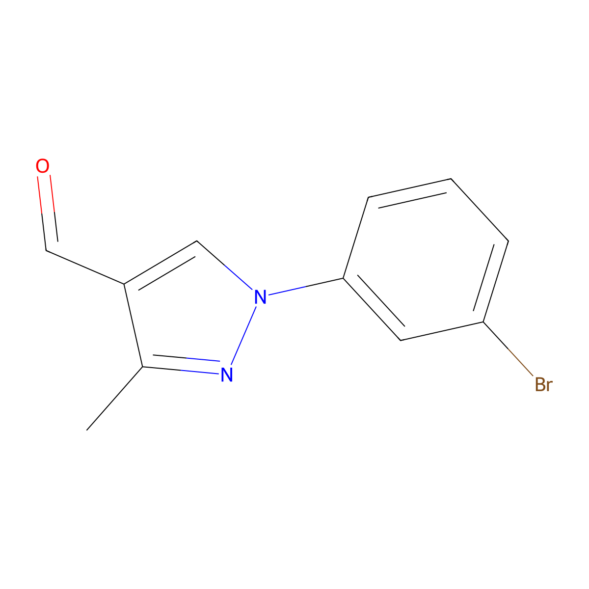 1-(3-bromophenyl)-3-methyl-1H-pyrazole-4-carbaldehyde molecular structure, CAS 1156997-06-6
