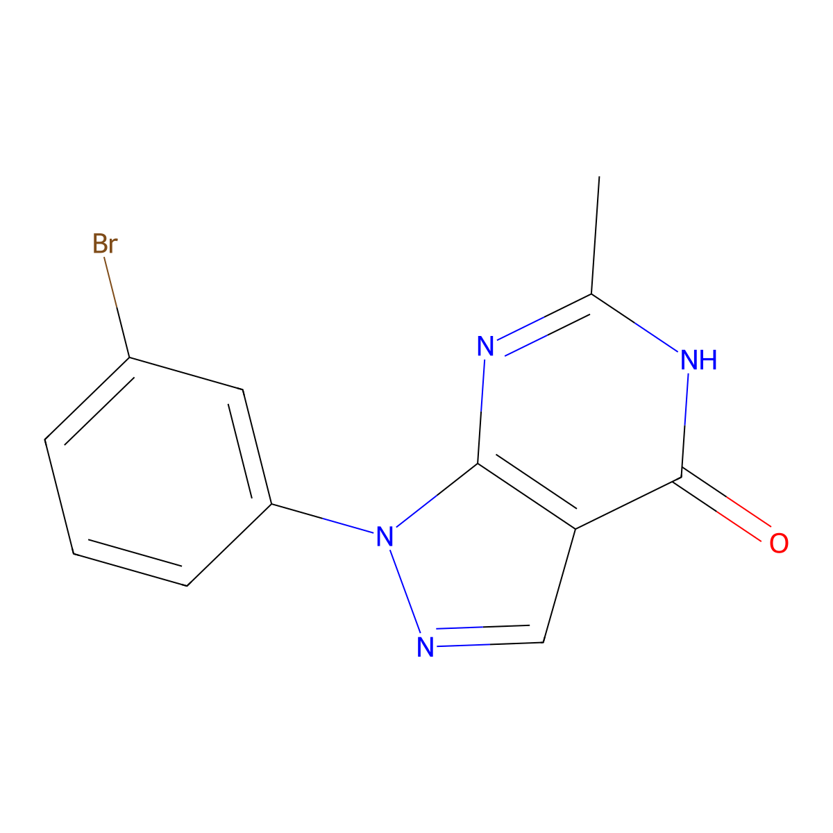 1-(3-bromophenyl)-6-methyl-1H,4H,5H-pyrazolo[3,4-d]pyrimidin-4-one molecular structure, CAS 1156999-03-9