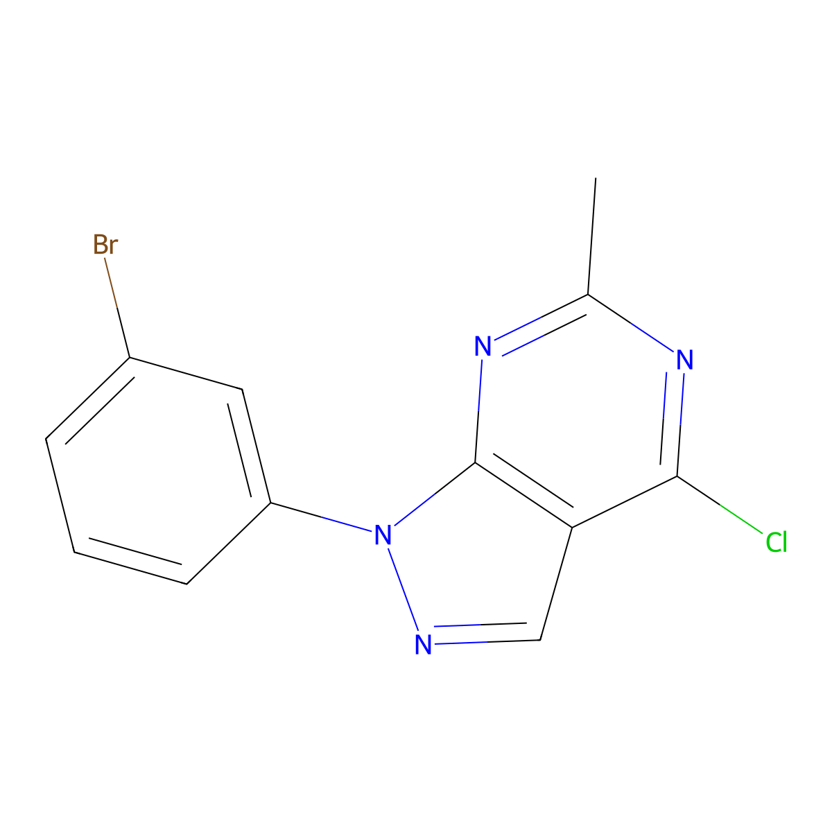 1-(3-bromophenyl)-4-chloro-6-methyl-1H-pyrazolo[3,4-d]pyrimidine molecular structure, CAS 1156999-13-1