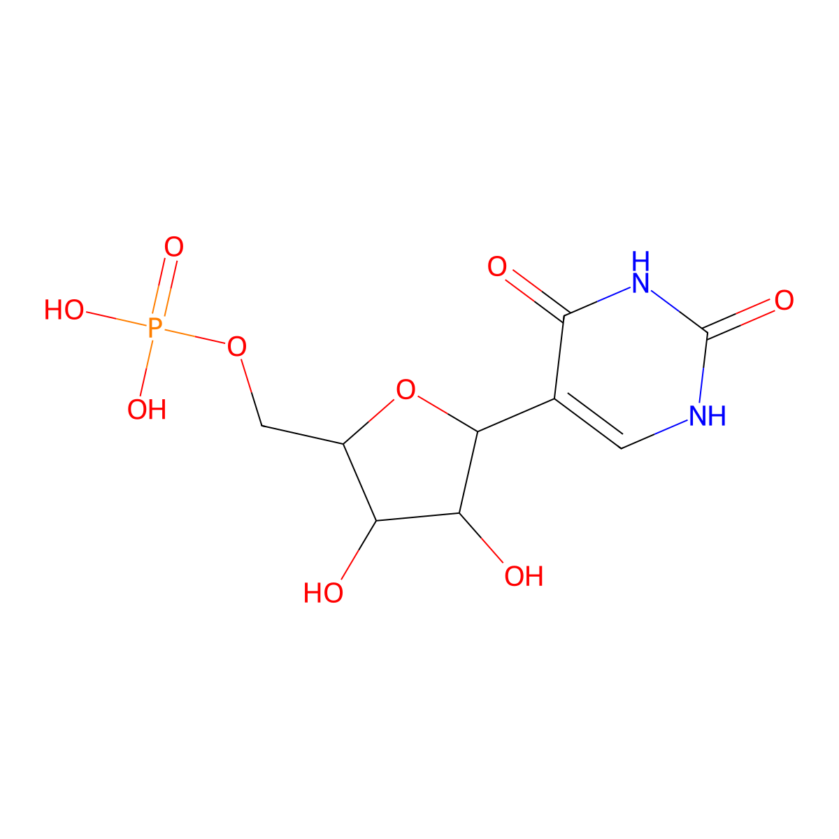 5-(5-O-Phosphono-beta-D-ribofuranosyl)-2,4(1H,3H)-pyrimidinedione molecular structure, CAS 1157-60-4