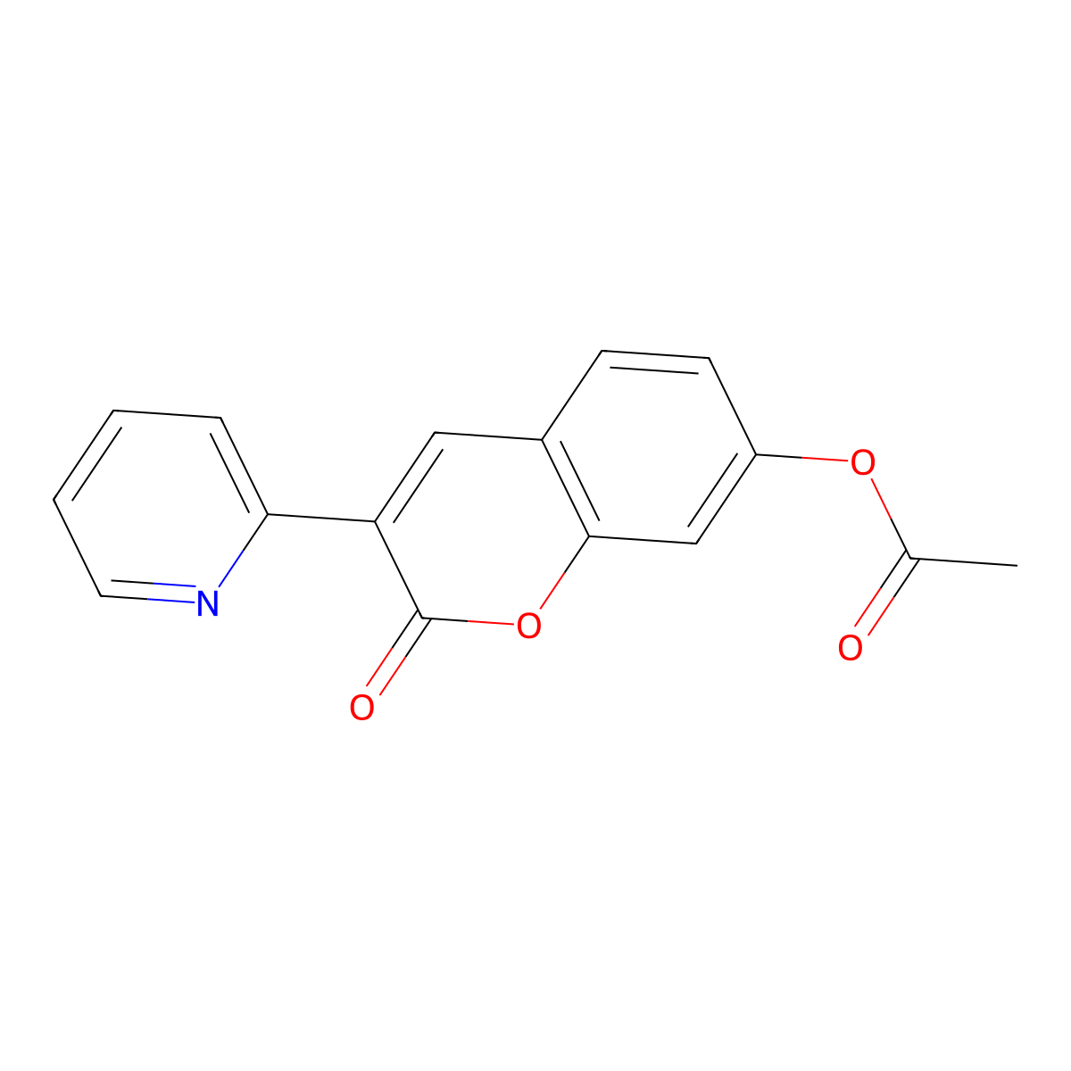 2-oxo-3-(pyridin-2-yl)-2H-chromen-7-yl acetate molecular structure, CAS 1157-93-3