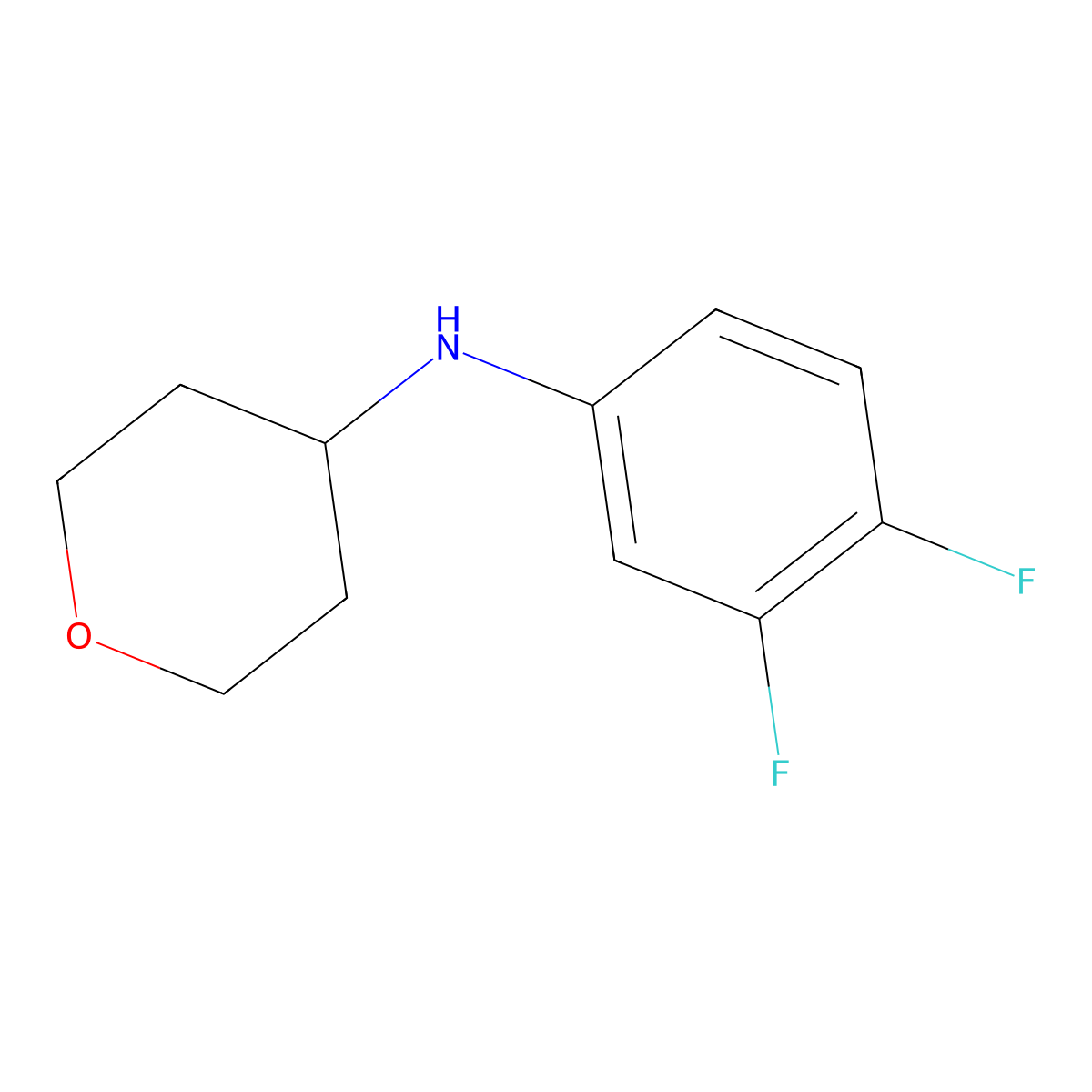 N-(3,4-difluorophenyl)oxan-4-amine molecular structure, CAS 1157008-32-6
