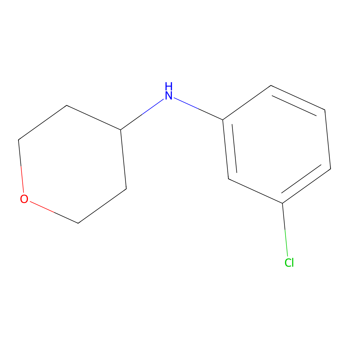 N-(3-chlorophenyl)oxan-4-amine molecular structure, CAS 1157008-53-1