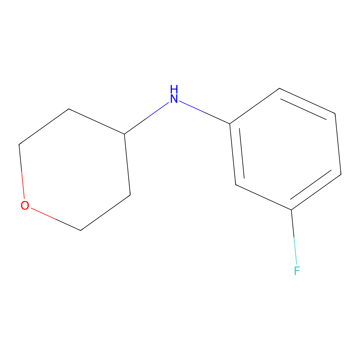 N-(3-fluorophenyl)oxan-4-amine molecular structure, CAS 1157008-59-7